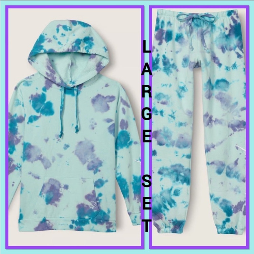 NWT VS PINK LARGE TIE DYE SET